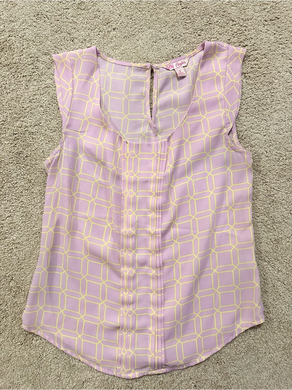 S Candie's Lavender Geometric Sleeveless Blouse
